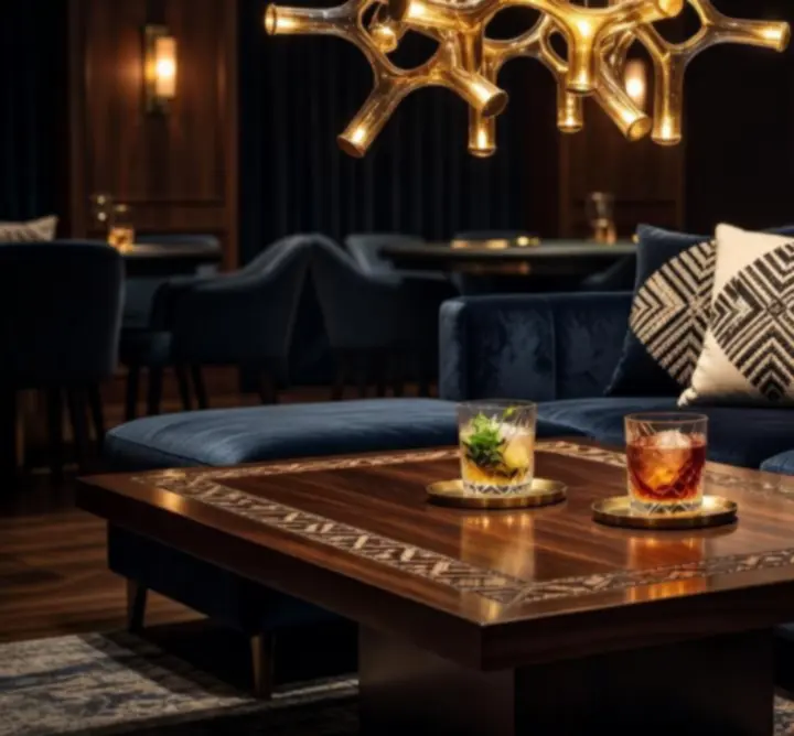 Zbliżenie na eleganckie detale wnętrza Lounge w PRIMESET LIMITED