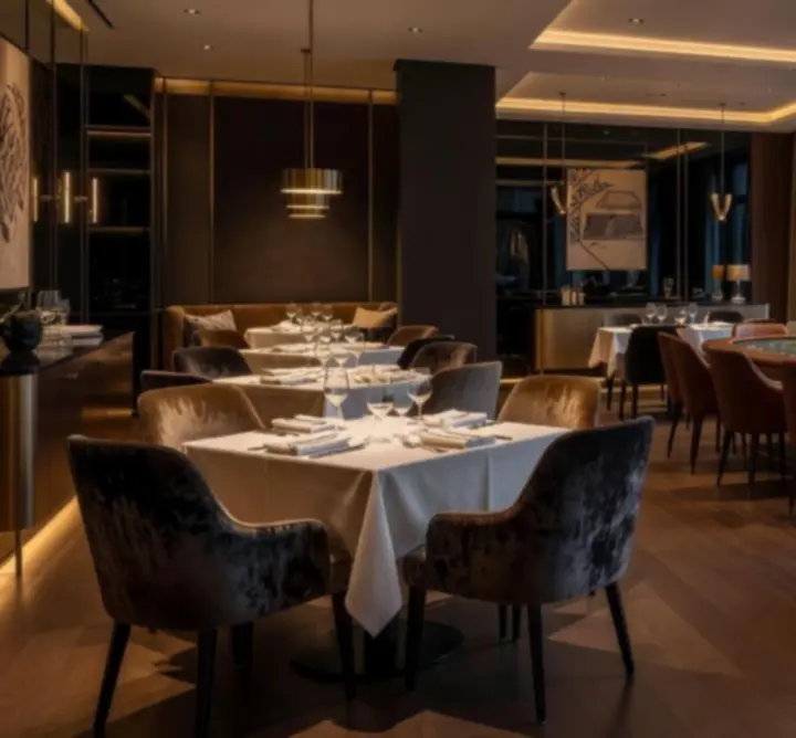 Eleganckie wnętrze PRIMESET LIMITED łączące restaurację i poker lounge